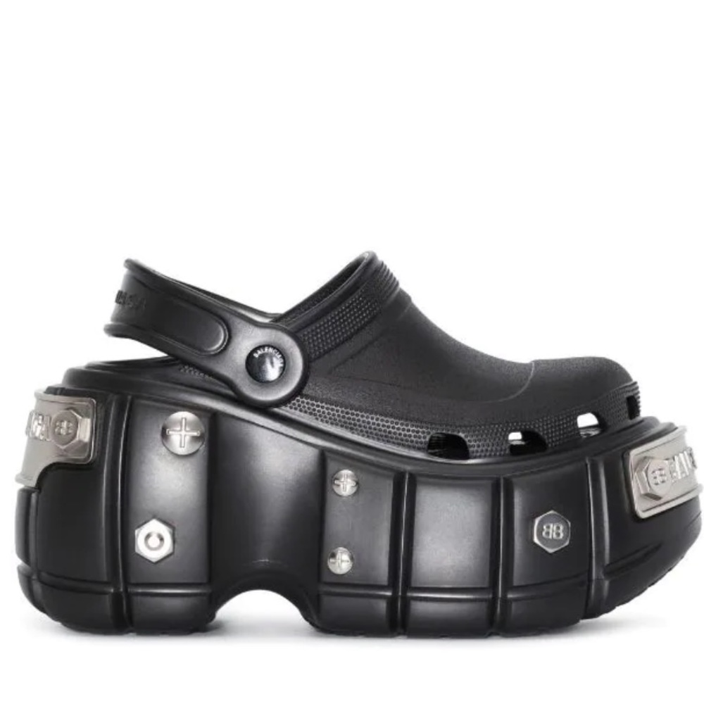 Balenciaga hard crocs slide with metal detailing